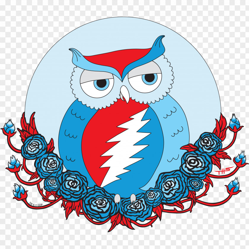Owl Illustration Grateful Dead T-shirt Deadhead Steal Your Face Clothing PNG