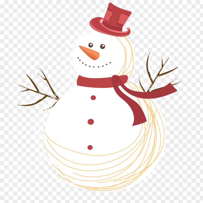 Red Hats Snowman Christmas Day Vector Graphics Illustration PNG