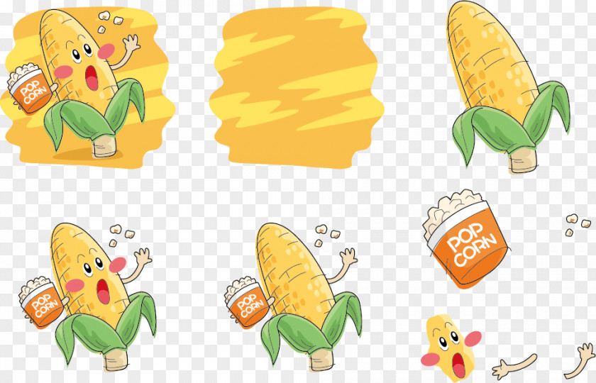 Eating Popcorn Corn Expression Vector Maize Illustration PNG