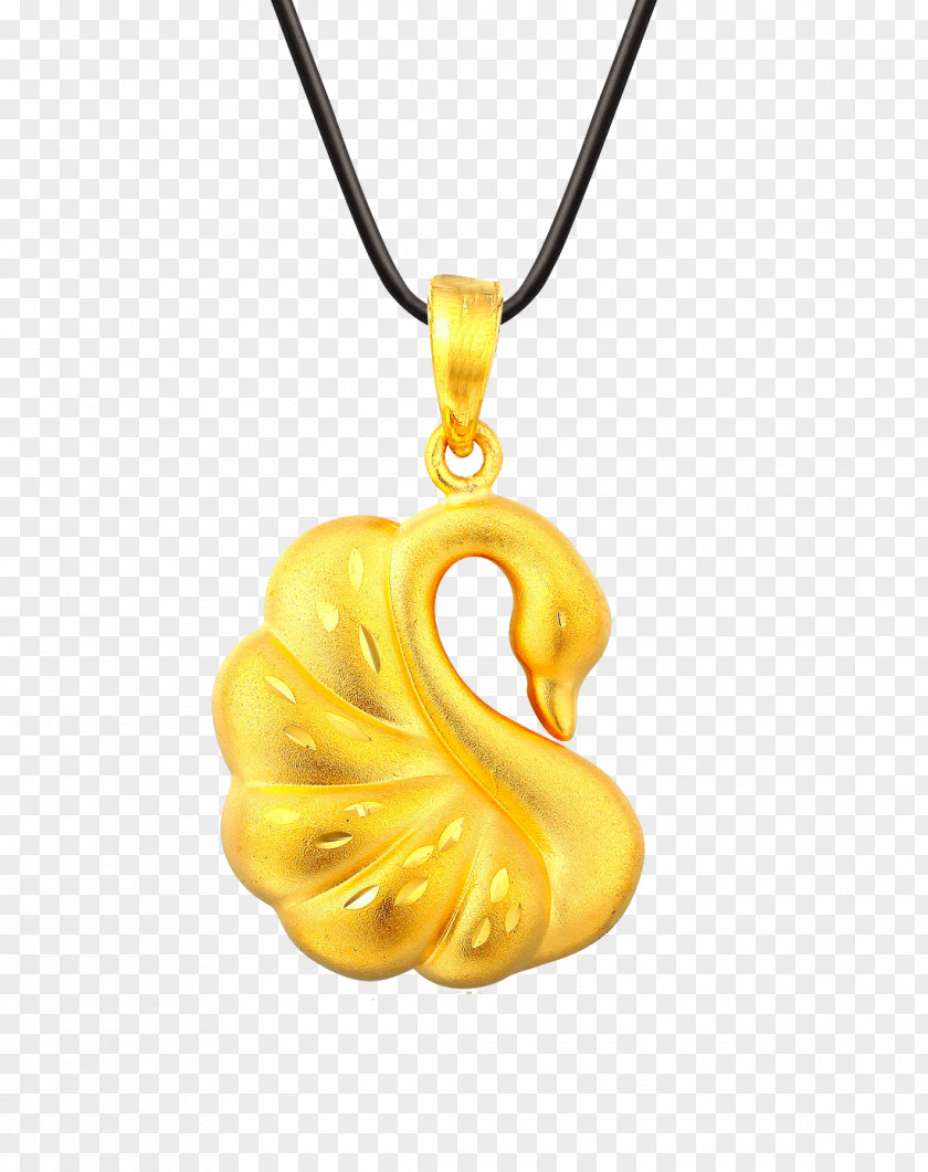 Swan Gold Pendant Necklace Locket PNG