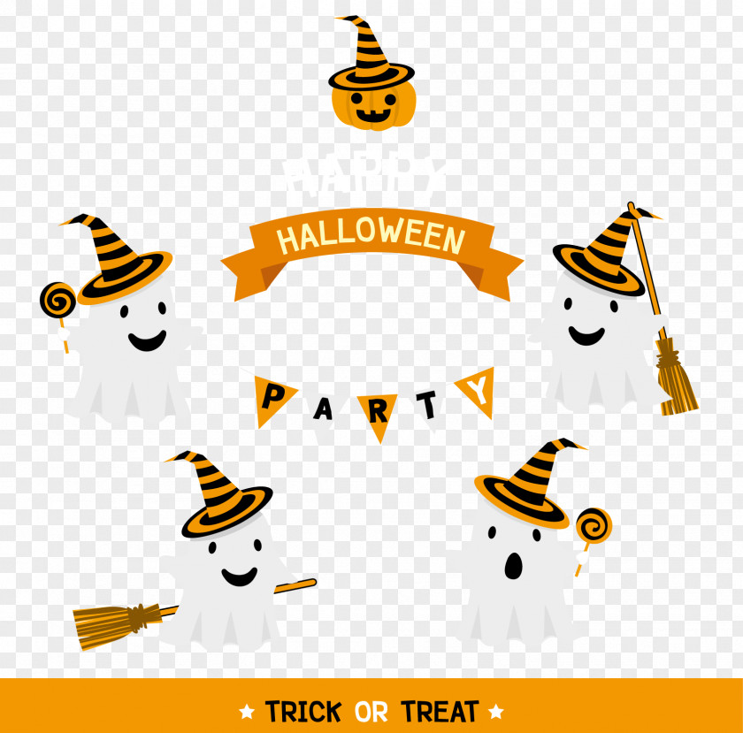 Happy Halloween Cute White Ghost Element PNG