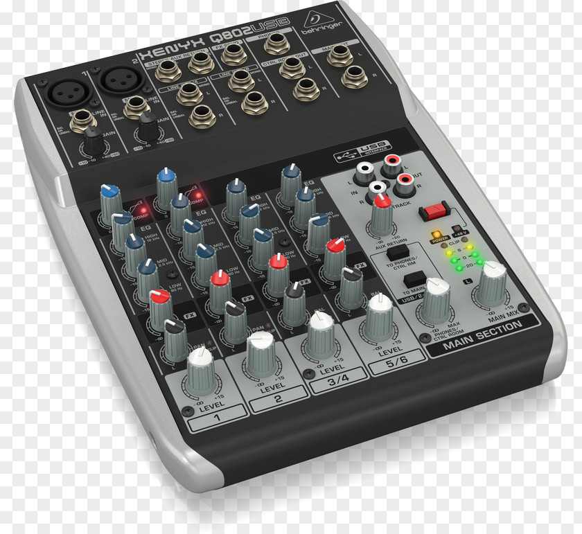 USB Audio Mixers Behringer Xenyx Q802USB Mixer PNG