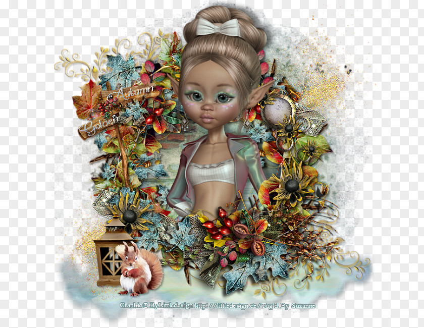 Autumn Beauty Christmas Ornament Doll PNG