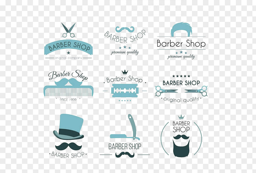 Barber Shop Themed Decor Elements Icon Logo Cosmetology Poster PNG