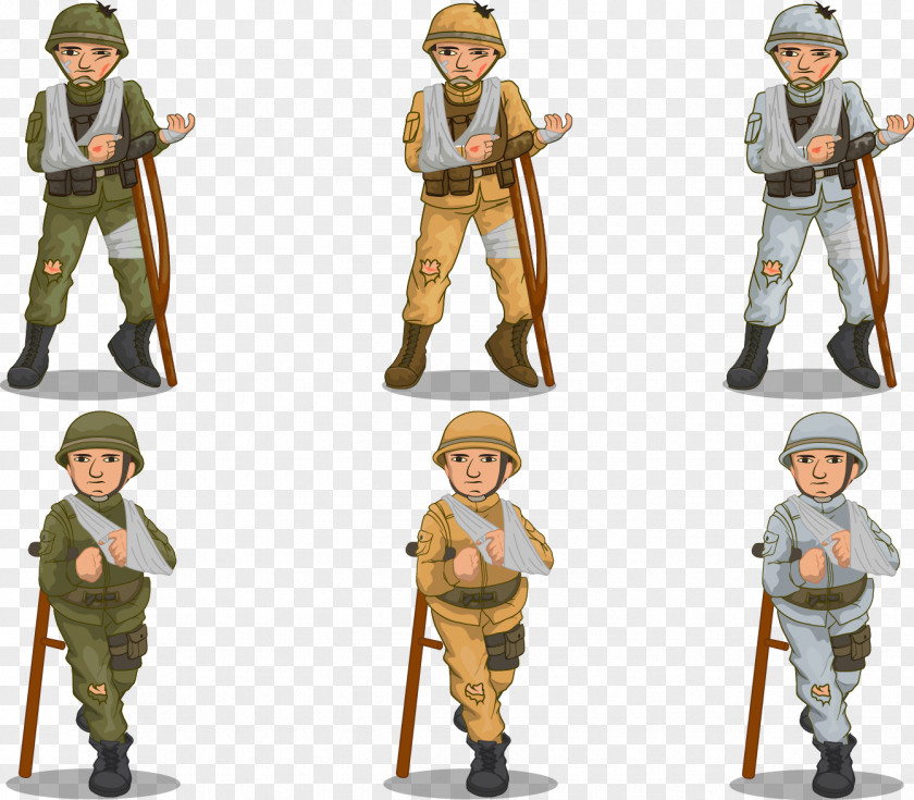 Injured Soldiers Set Vector Soldier Euclidean Wounded In Action PNG