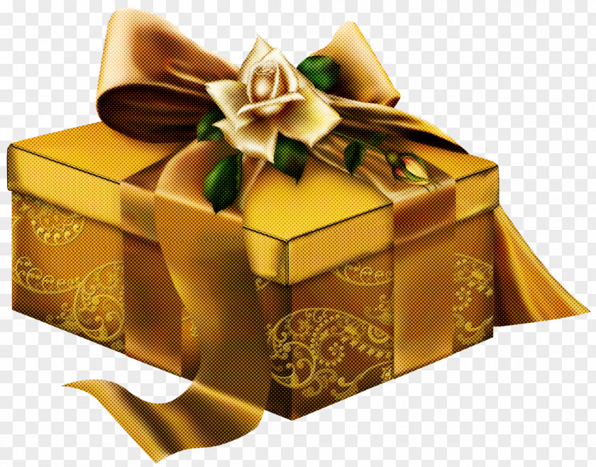 Present Box Gift Wrapping Yellow Ribbon PNG