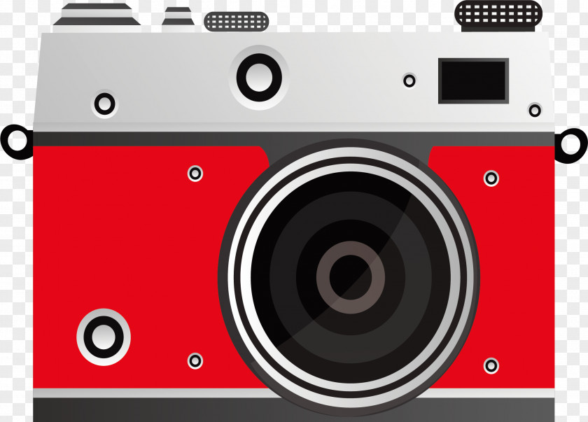 Red Retro Digital Camera Selfie Stick PNG