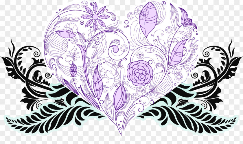 Cartoon Painted Heart Wings Pattern PNG