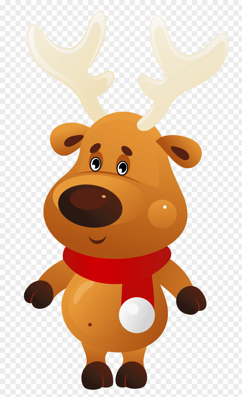Cute Christmas Reindeer With Red Scarf Clipart Rudolph Santa Claus Clip Art PNG