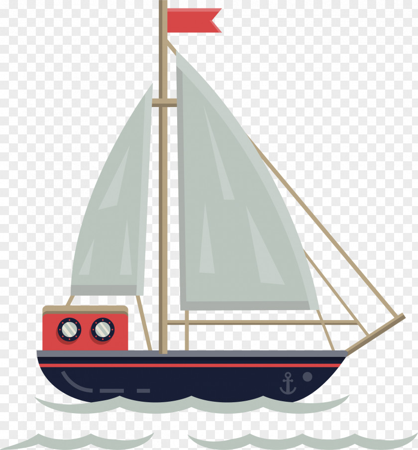 The Sailing On Waves Ship Illustration PNG