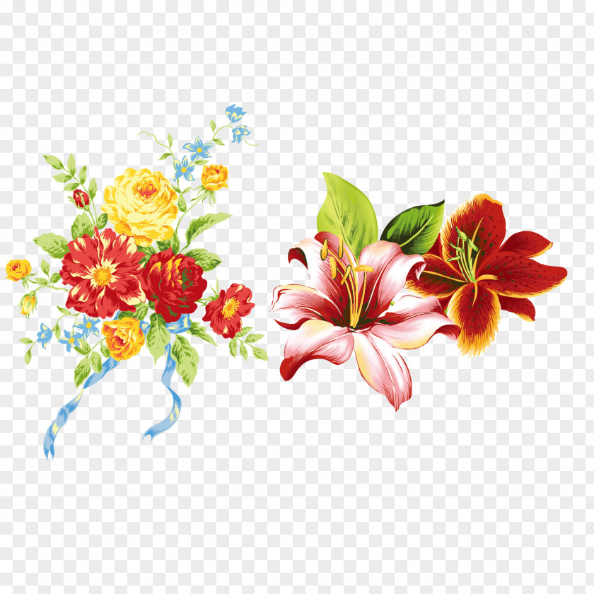 Beautifully Realistic Rose And Lily Vector Material Flower Lilium Daylily Clip Art PNG