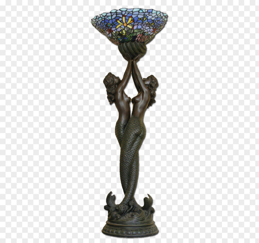 Louis Comfort Tiffany Lamps Mermaid Bronze Sculpture Merman Electric Light PNG