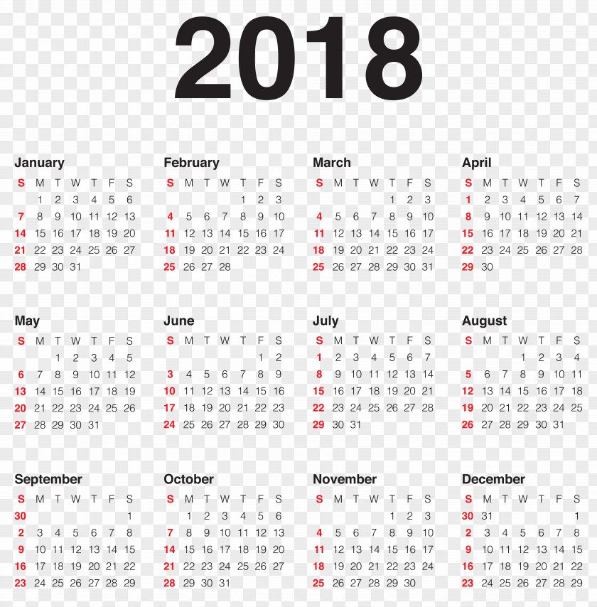 Calendar 2018 New Year's Day Resolution Wish PNG