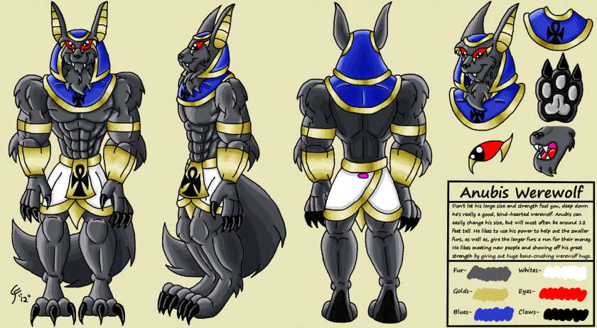 Anubis Werewolf Muscle Ankh PNG