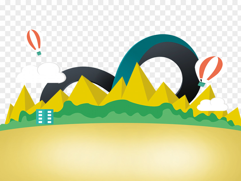 Vector Yellow Mountain Poster Toy Illustration PNG