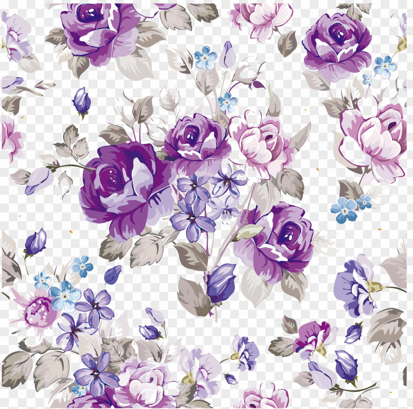 Purple Watercolor Flowers Vector Material Flower Floral Design Paper Pattern PNG