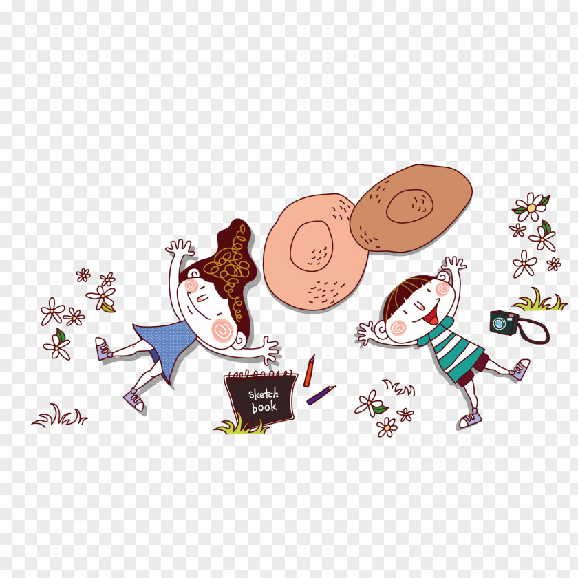 The Couple Lying On Floor Cartoon Child Illustration PNG