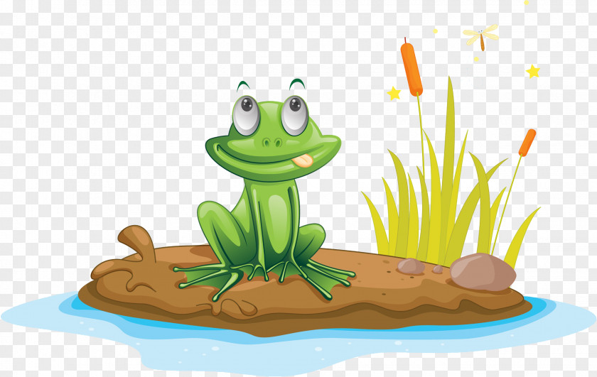 A Frog With Tongue Sticking Out On The Bank Of River Michigan J. Edible Illustration PNG