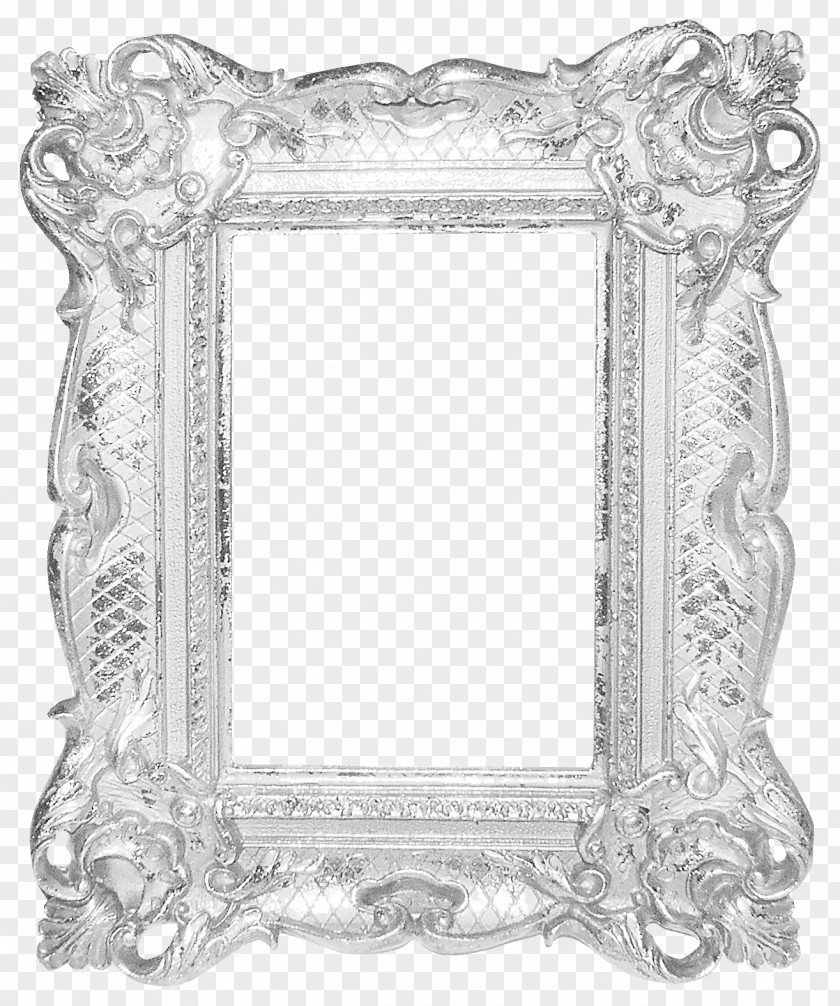 Silver Frame Pattern Picture Mirror PNG