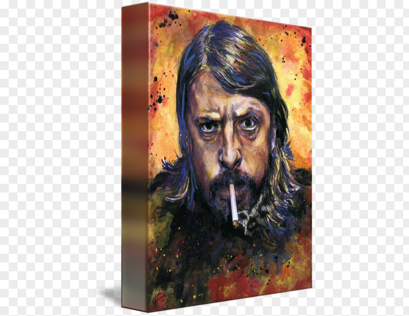 Dave Grohl Watercolor Painting Self-portrait Foo Fighters Art PNG