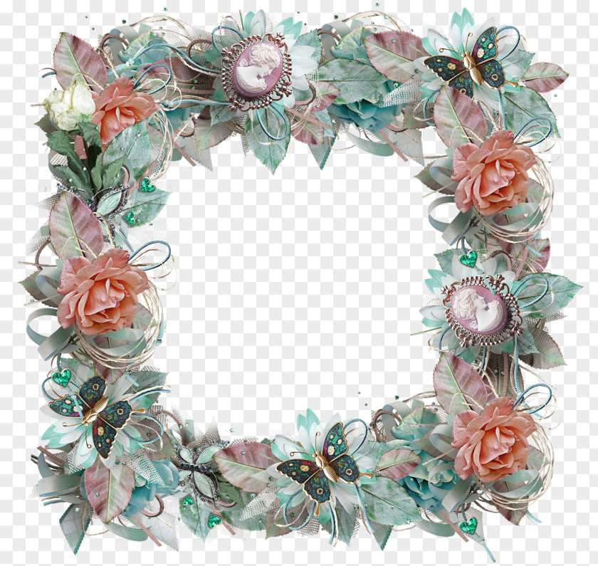 Quadros Wreath Artificial Flower Turquoise PNG