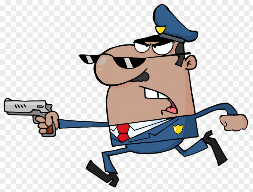 A Policeman Wearing Blue Hat Police Officer Cartoon Firearm PNG