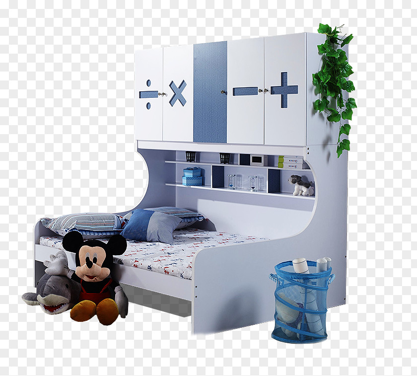 Children's Bed With Large Cupboard Table Infant Garderob Child PNG