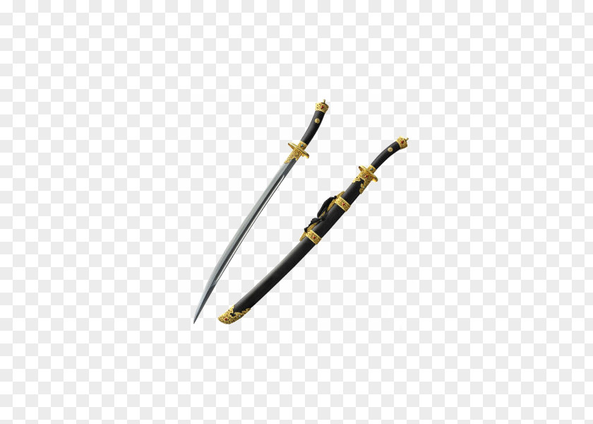 Gilded Qisheng Knife Clean Blade Is Not Open Yellow PNG