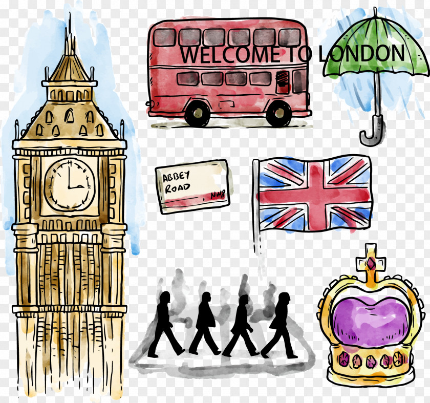 Vector Illustration Painted British Culture London Clip Art PNG