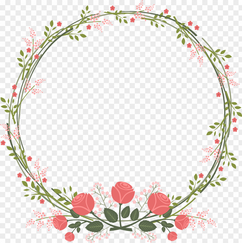 Beautiful Fresh Garland Border Wedding Invitation Paper Flower Rose PNG