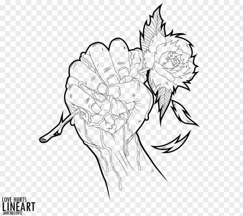 Design Floral Monochrome Line Art Sketch PNG