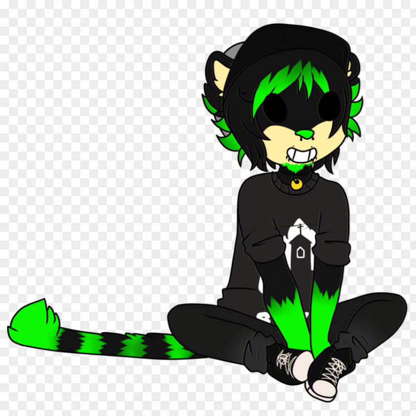 Lemur Green Black Hair Character PNG