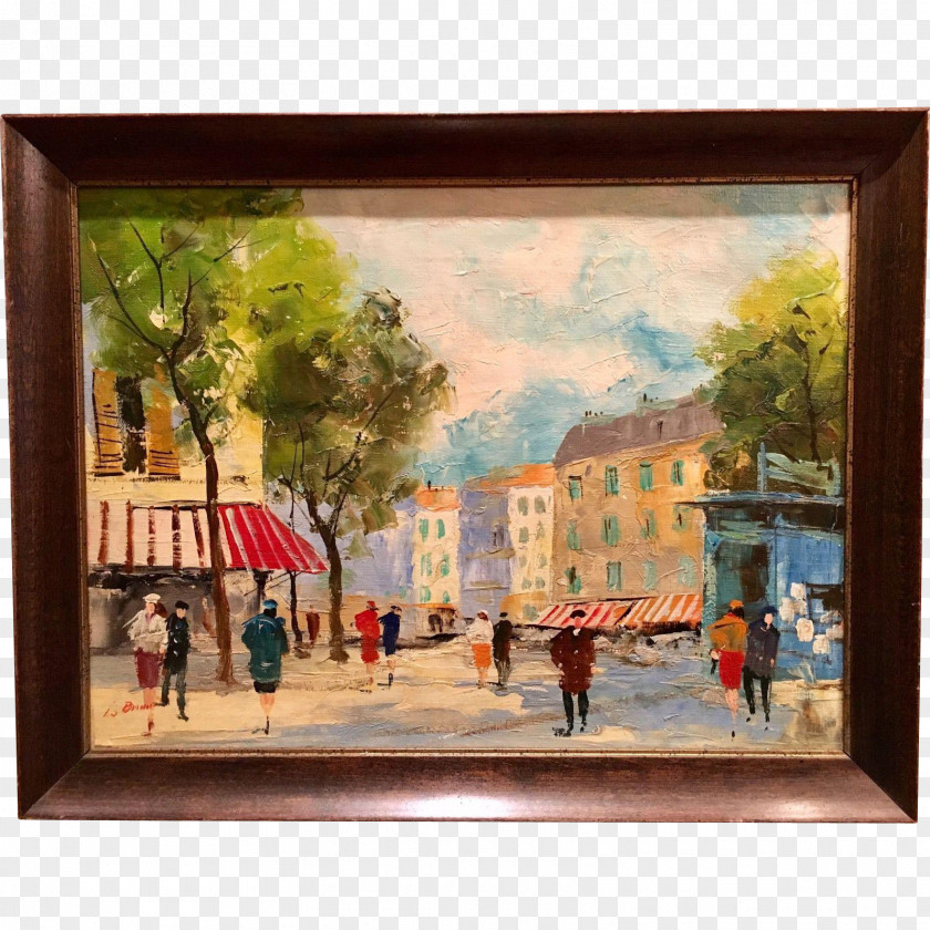 Oil Painting Paris Street; Rainy Day Art PNG