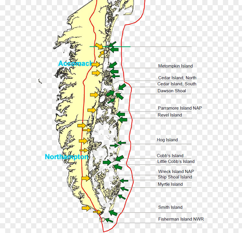 Map Virginia Barrier Islands Eastern Shore Of East Coast The United States PNG