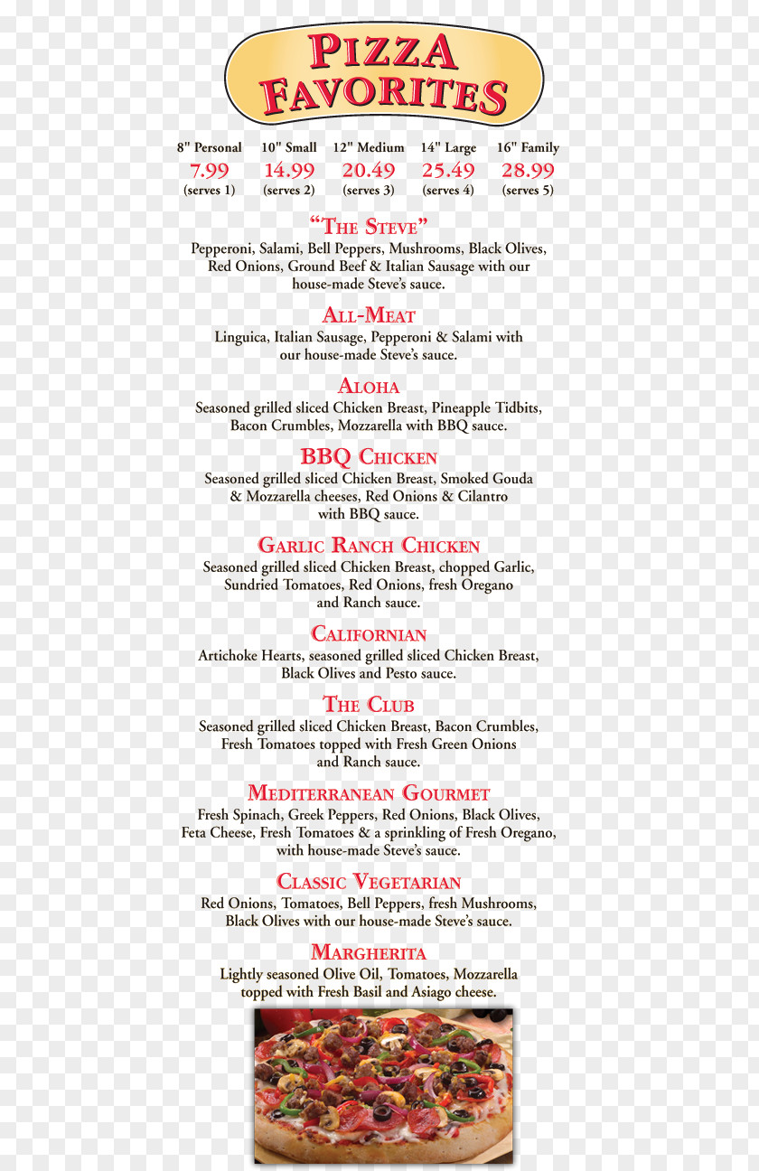 Pizza Steve's Menu Restaurant Cilantro's Mexican Grill PNG