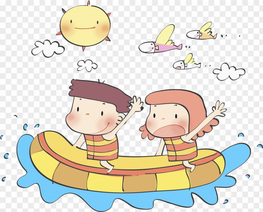 A Rowing Child Cartoon PNG
