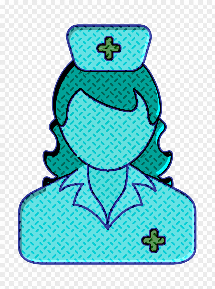 Line Art Teal Nurse Icon Medical Elements PNG
