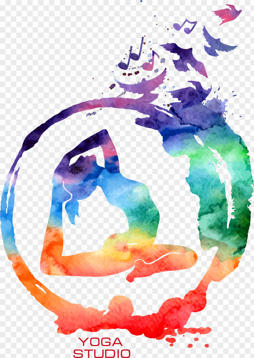 Colorful Watercolor Yoga Om Illustration PNG