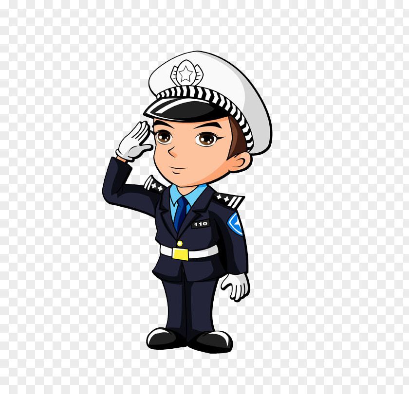 Black Traffic Police Officer Cartoon PNG