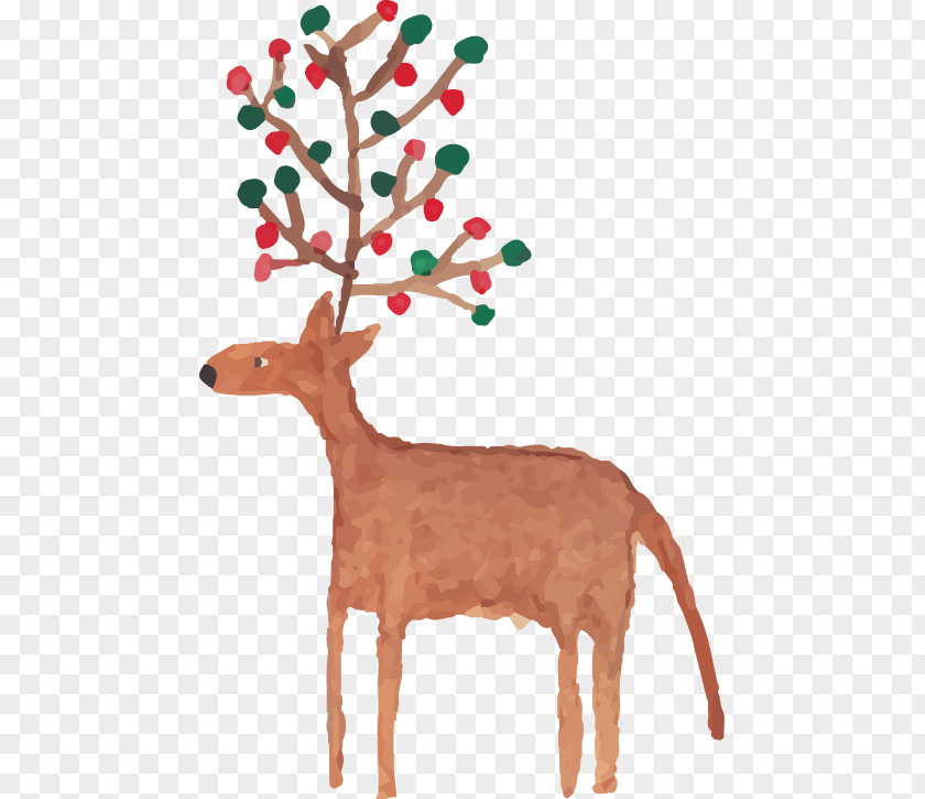 Deer Reindeer Christmas Watercolor Painting PNG