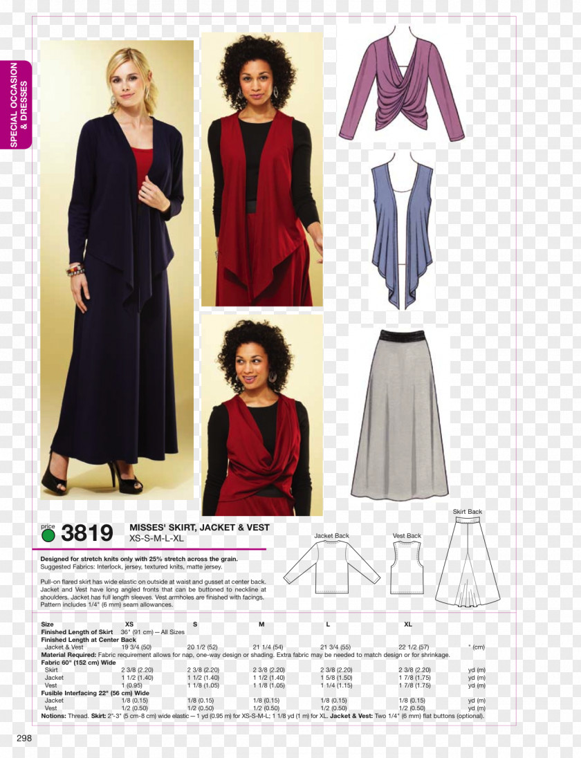 Dress Jacket Skirt Sewing Pattern PNG