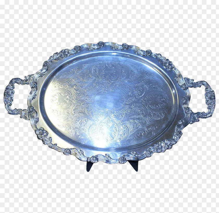 Silver Cobalt Blue Oval PNG
