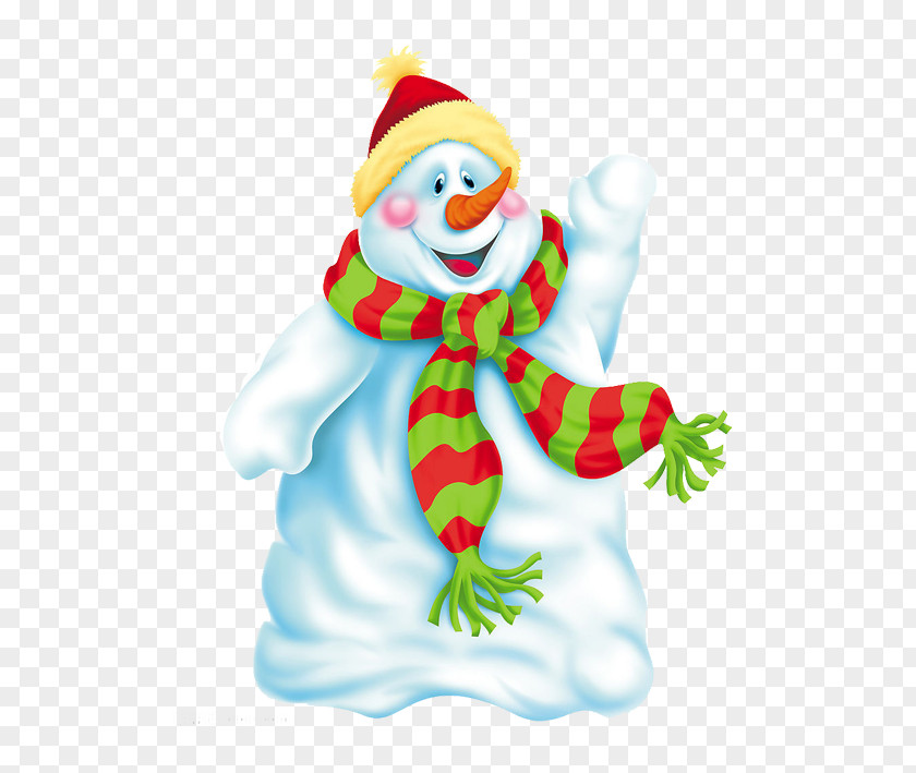 Waving Snowman Cartoon Illustration PNG