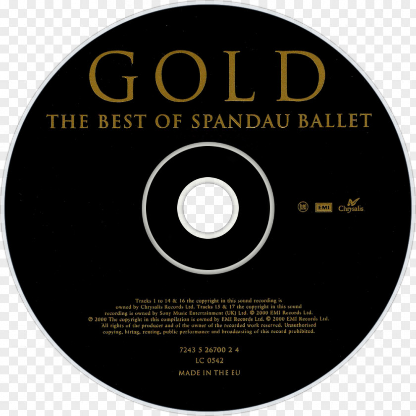 Gold: The Best Of Spandau Ballet True Phonograph Record PNG of record, Gold music clipart PNG