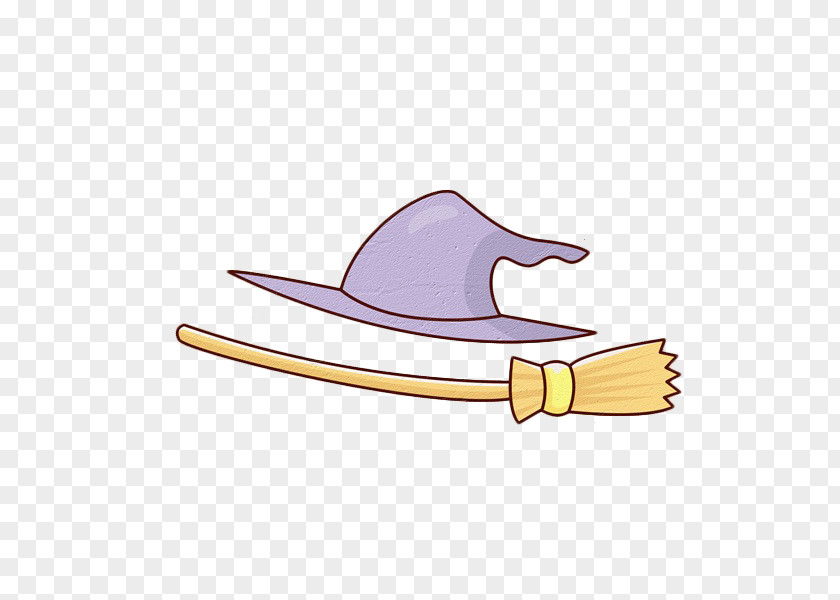 Cartoon Magic Broom And Hat PNG