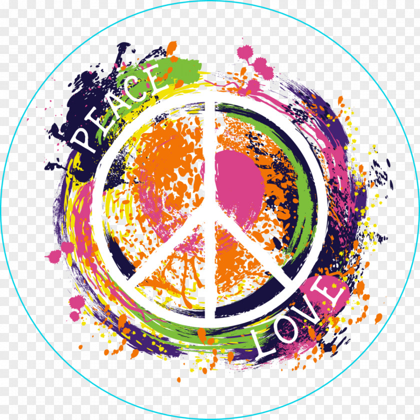 Sticker Orange Peace And Love PNG