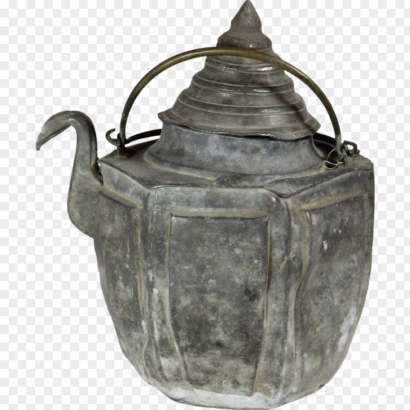 Tea Pot Teapot Kettle Pewter Metal Antique PNG