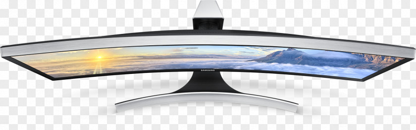 Bed Top View Computer Monitors Television Set Samsung Smart TV Curved Screen PNG
