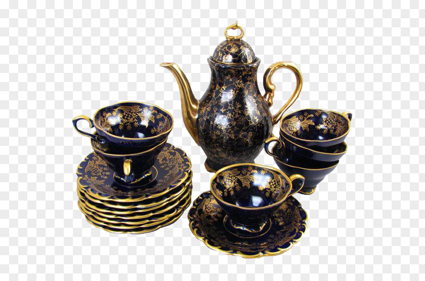 Tea Coffee Cup Teapot Saucer Porcelain PNG