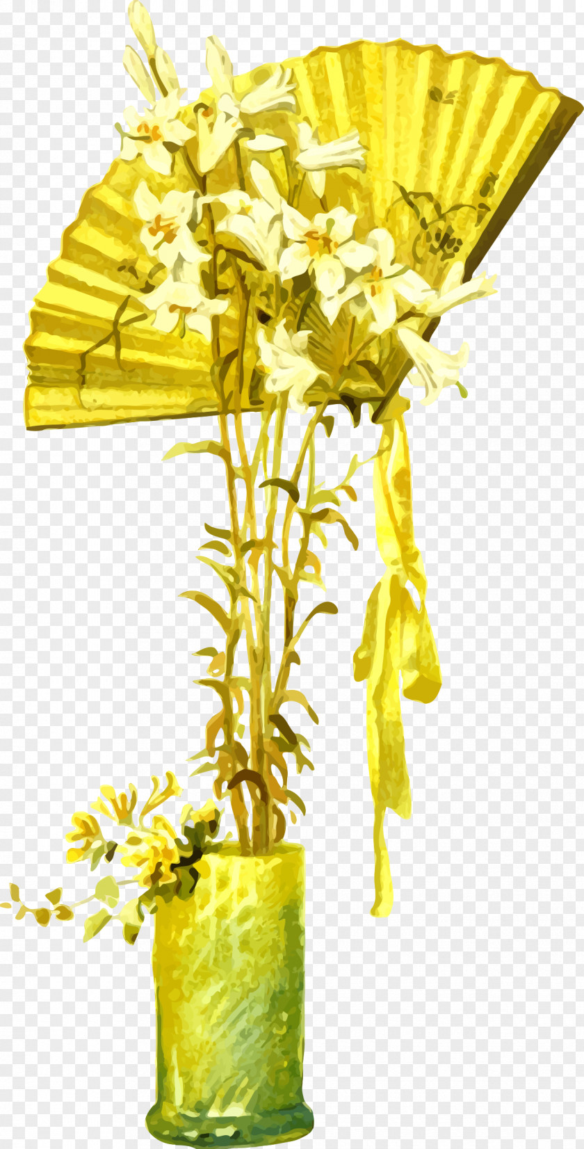 Gold Flowers Floral Design Cut Fan Art Clip PNG